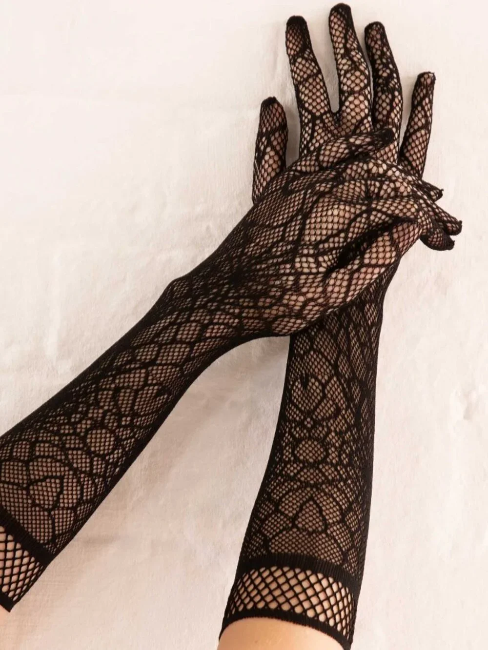Black Cobweb Lace Gloves for Women
